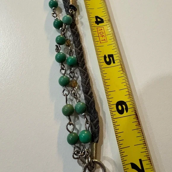 Turquoise & Silver Long Beaded Necklace + Bracelet - Picture 10 of 16
